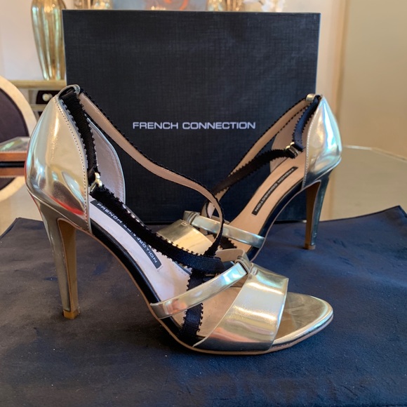 French Connection gold black strappy heel Nava - Picture 6 of 7